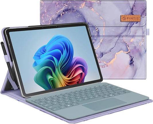 Fintie Case for Microsoft Surface Pro 12 Inch 1st Edition (2025), Multiple Angle Viewing Portfolio Business Cover with Pocket & Stylus Holder, Compatible with Type Cover Keyboard (Lilac Marble)