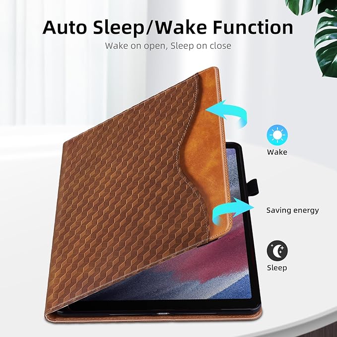 Case for Samsung Galaxy Tab A7 Lite 8.7 inch 2021 PU Leather Multi-Angle Viewing Stand with Card Pocket, Brown
