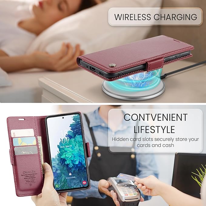 Case for Samsung Galaxy S20 FE Wallet Case, RFID Blocking PU Leather Flip Folio Cover Card Holder Kickstand Shockproof Phone Case Compatible with Samsung Galaxy S20 FE, Red