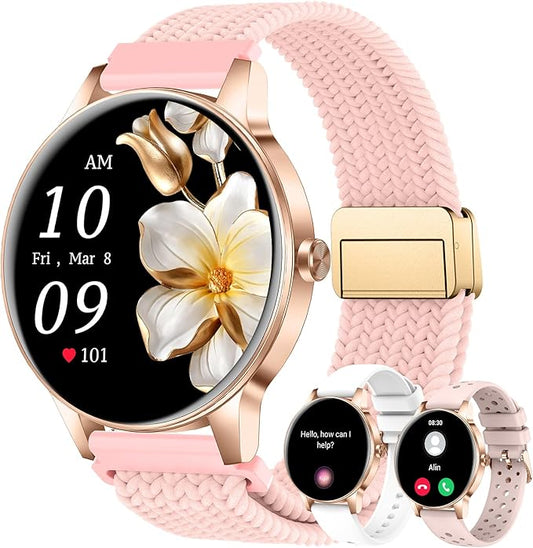 Smart Watch for Women, 1.27'' Touchscreen Activity Trackers with Heart Rate/Sleep Monitor, Make/Answer Calls, 130+ Sport Modes IP68 Waterproof Fitness Watch Smartwatch for iPhone/Samsung/Android