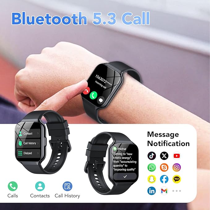 Smart Watch for Men Women (Answer/Make Call), 1.96" HD Smartwatch Fitness Activity Tracker, 110+ Sports IP68 Waterproof, Heart Rate/Sleep Monitor/Pedometer/Calories, Fitness Watch for Android iOS