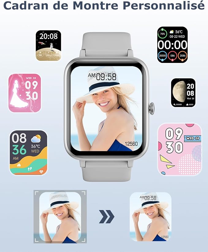 GRV Smart Watch for iOS and Android Phones (Answer/Make Calls), Watches for Men Women IP68 Waterproof Smartwatch Fitness Tracker Watch with Heart Rate/Sleep Monitor Steps Calories Counter (Gray)