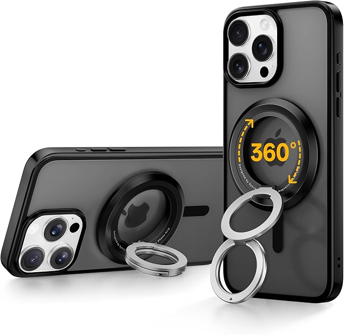 SYNCWIRE for MagSafe Ring Phone Holder, 360° Rotation Magnetic Cell Phone Grip Dual-Sided Magnets Phone Ring Kickstand Compatible with iPhone 16 15 14 13 12 Pro Max MagSafe, Android, Samsung etc.
