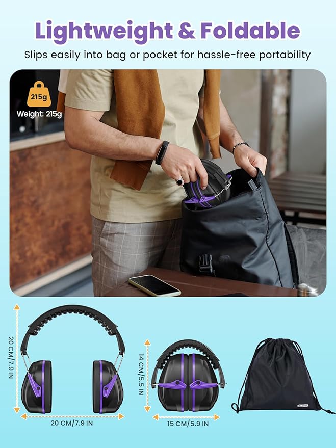 Dr.meter Ear Protection for Gun Range, 31dB SNR Noise Reduction Safety Ear Muffs, Hearing Protective Noise Cancelling Headphones for Autistic Kids Adults Earmuff for Mowing Monster Jam