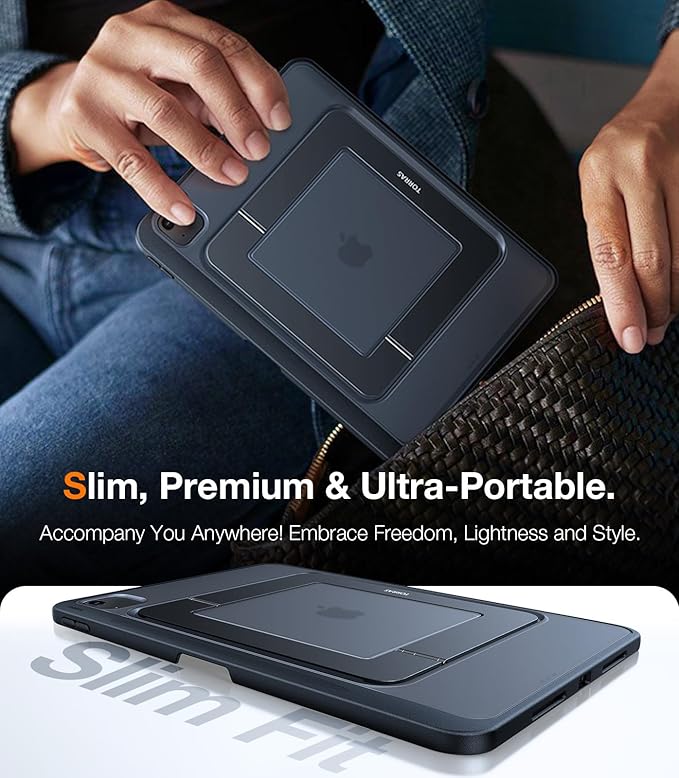 TORRAS for iPad Air 13 inch Case (M3 2025/ M2 2024), iPad Pro 12.9 Case (2022/2021), Ultra Stable Stand, Multiple Adjustable Viewing Angles, Slim Protective Kickstand with Pencil Holder, Black