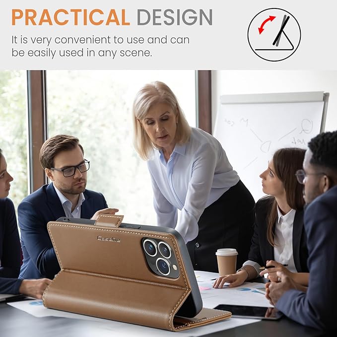 for iPhone 13 Pro Case, Premium PU Leather Wallet Case Flip Cover with [RFID Blocking][Card Holder][Stand Function] Shockproof Protective for iPhone 13 Pro 6.1 inch, Brown