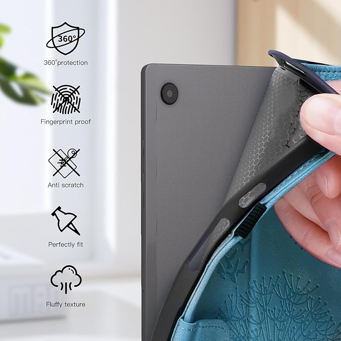 Samsung Galaxy Tab A 10.1 Case T510 T515 T517, Dandelion Cover with Kickstand for Pencil Holder, Magnetic Closure and Precise Cutouts, Compatible with Samsung Galaxy Tab A 2019 10.1 Inch Blue