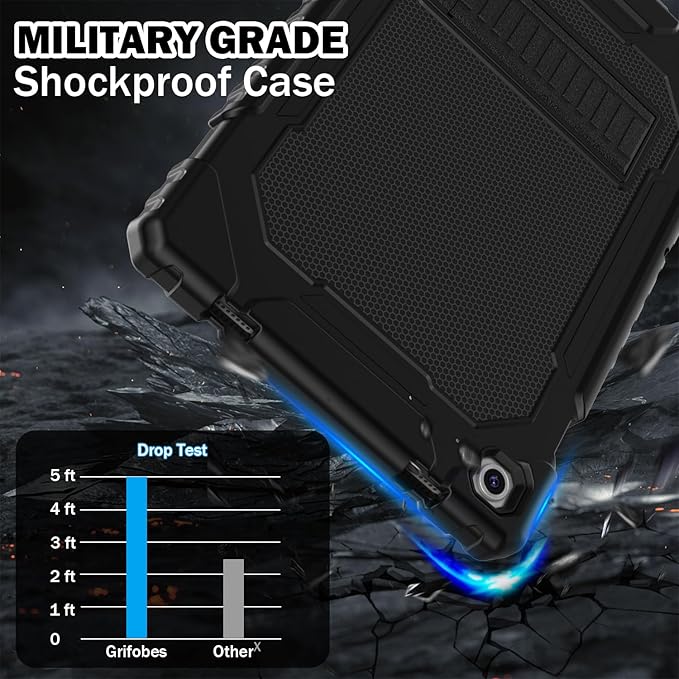 Grifobes for Samsung Galaxy Tab A9 Plus 11 Inch 2023 Cases, Heavy Duty Shockproof Rugged Cover for New Samsung Tablet A9+ 11" / 10.9" Case (SM-X210/X216/X218) with Kickstand for Kids, Black