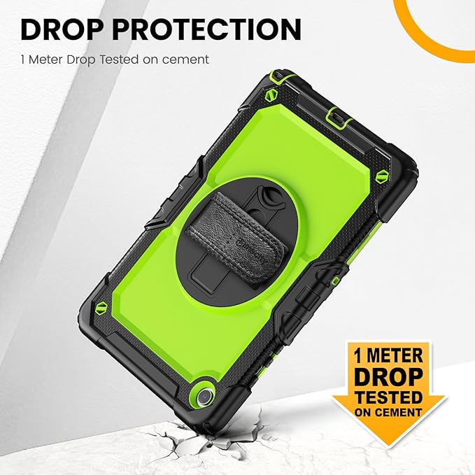 Timecity Case for Samsung Galaxy Tab A9 Plus 11 inch 2024 with Screen Protector, Full-Body Drop Protection Case with Rotating Stand, Hand/Shoulder Strap for Galaxy Tab A9+ (SM-X210/X216/X218) -Green