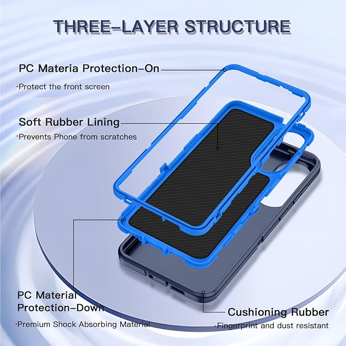 for Samsung Galaxy S25 Edge Case Heavy Duty Protective Shockproof Dropproof 3-Layer Full Body Protection [Without Screen Protector] Tough Rugged Case for Galaxy S25 Edge,Navy Blue