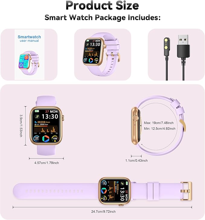 Smart Watch for Men Women, 1.83" Fitness Watch (Answer/Make Call), Smartwatch with Heart Rate/Blood Pressure, Sleep Tracker, Pedometer, 120+ Sport Modes,IP68 Waterproof Fitness Tracker for Android IOS