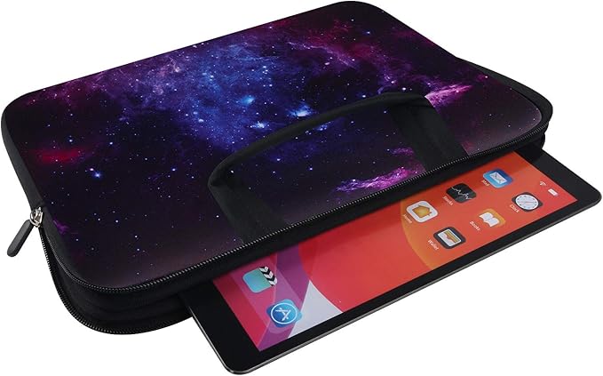 Violet Mist 11 11.6 12 Inch Laptop Sleeve Funny Galaxy Pattern Laptop Carrying Bag Case with Handle Cute Protective Neoprene Notebook Tablet Computer Travel Cover Pouch Briefcase, Purple Galaxy