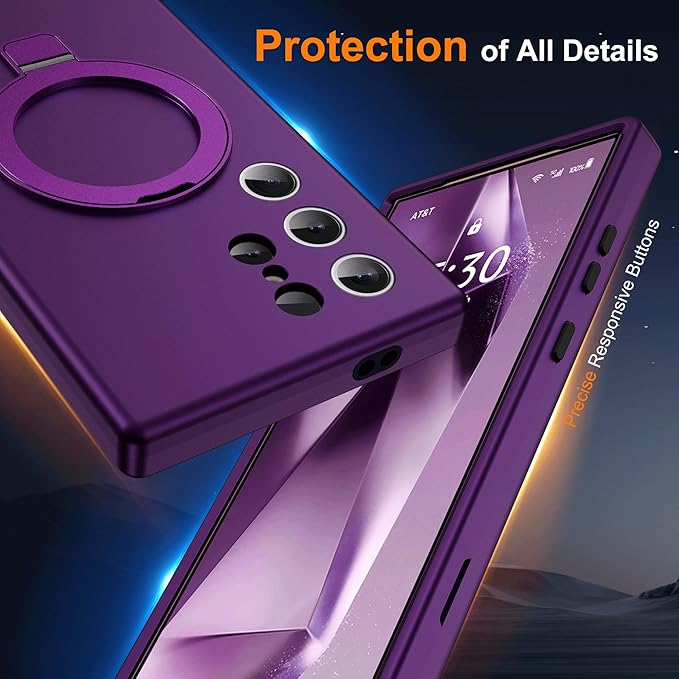 Designed for Samsung Galaxy S24 Ultra Case with Magnetic Ring Stand [Compatible with Mag-Safe][Military Grade Drop Protection][Build in Kickstand] S24 Ultra Phone Case 6.8",Purple
