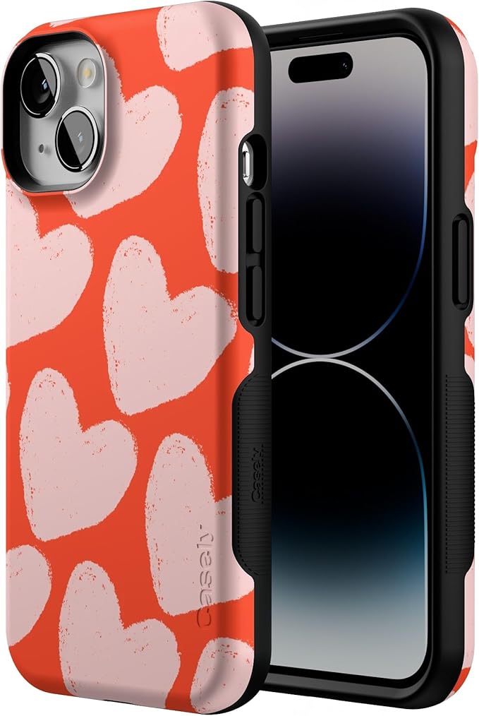 Casely iPhone 14 Case | Love You More | Heart Doodle | Compatible with MagSafe | Bold Protective Design