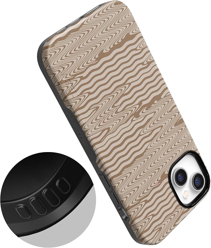Casely iPhone 14 Case | Mocha Ripple | Brown Waves | Compatible with MagSafe | Bold Protective Design