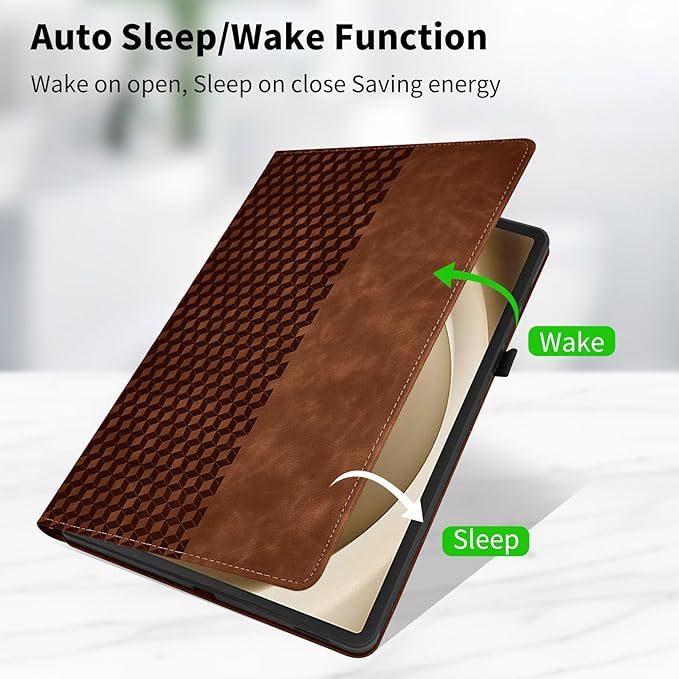 Case for Samsung Galaxy Tab A9 Plus 11" 2023 (SM-X210/X216/X218),360 Degree Rotating PU Leather Folio Protective Case with Auto Sleep/Wake,Card Holder&Shoulder Strap for Woman Man,Brown