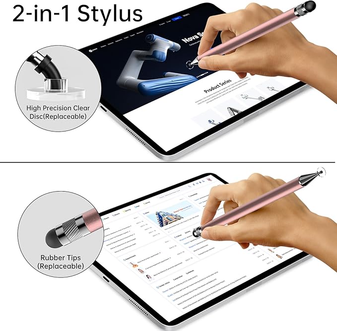 Bopomofo Stylus (5 Pcs), 2-in-1 Stylus Pen for Touchscreen, High Precision and Sensitivity, Suitable for iPhone/ipad/Android Tablets, Compatible with All Touch Screens,Rose Gold