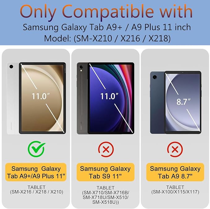 Case for Samsung Galaxy Tab A9+ 11 Inch 2023 Release (SM-X210/X216/X218), Adjustable Stand Auto Wake/Sleep Smart Case for Galaxy Tab A9 Plus Tablet - Little Elephant Flower