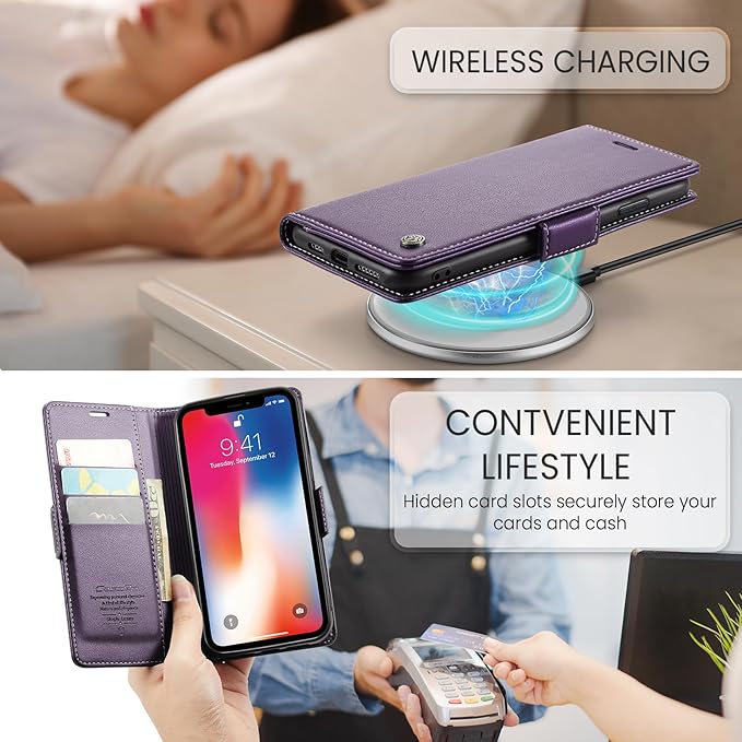 for iPhone Xs Max Case, Premium PU Leather Wallet Case Flip Cover with [RFID Blocking][Card Holder][Stand Function] Shockproof Protective for iPhone Xs Max 6.5", Purple