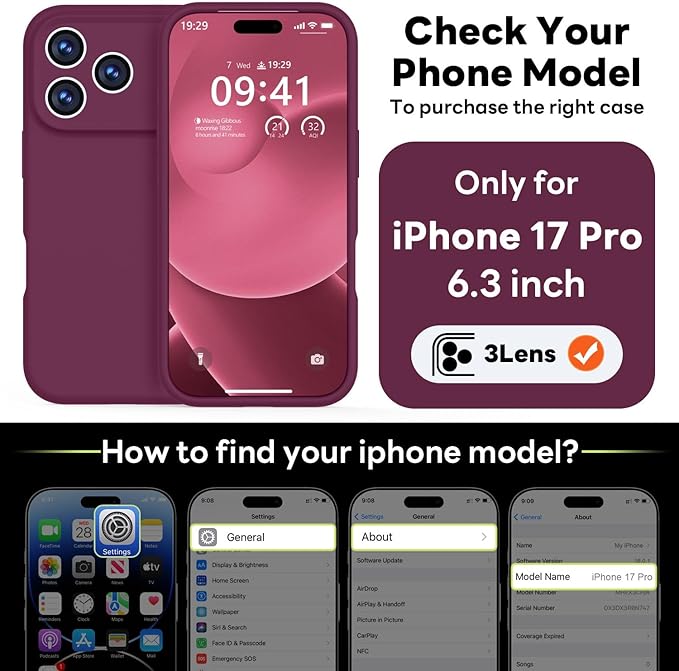 Vooii Magnetic Compatible with iPhone 17 Pro Case (Compatible with Magsafe) (Upgraded Camera Protection) Liquid Silicone Shockproof Full Body Protective Phone Cover for Women Men, WineRed, 6.3”