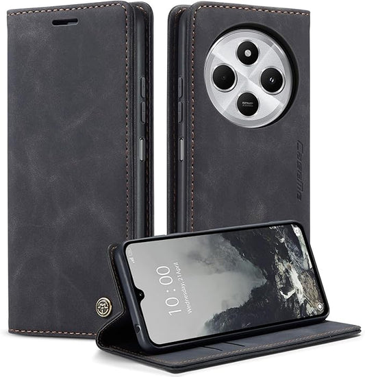 for Xiaomi Redmi 14C Case, Flip Wallet Leather Case with Card Holder Magnetic Closure Shockproof Kickstand Protective Phone Cases Cover for Redmi 14 C, Black