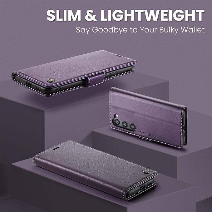 AUPAI for Samsung Galaxy S23 Plus Wallet Case with Credit Card Holder, PU Leather RFID Blocking Folio Flip Kickstand Magnetic Clasp Protective Phone Cover for Women Men Purple