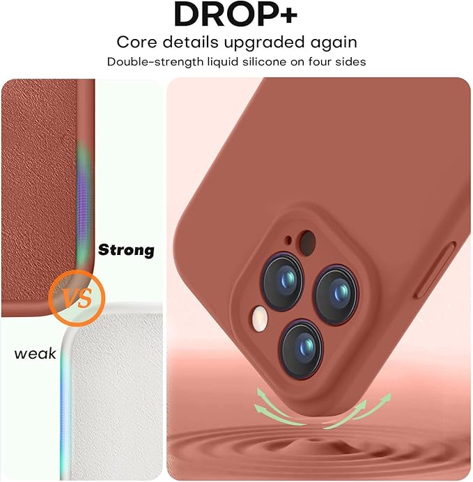 Vooii Compatible with iPhone 13 Pro Case, Liquid Silicone Upgrade [Camera Protection] [Soft Anti-Scratch Microfiber Lining] Shockproof Phone Case for iPhone 13 Pro 6.1 inch - Caramel