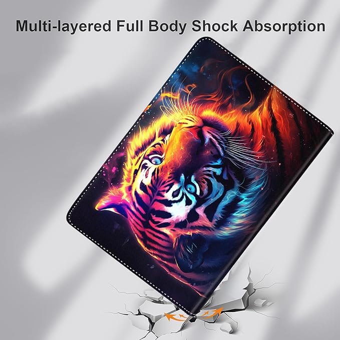 Case for Samsung Galaxy Tab A9 Plus 11 inch 2023，Slim Fit Foldable Standing Cover Case with Auto Sleep/Wake for Galaxy Tab A9+ 11’2023 (SM-X210/X216/X218)，Colorful Tiger