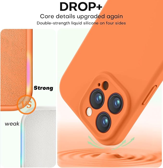 Vooii Compatible with iPhone 15 Pro Max Case, Upgraded Premium Silicone, [Camera Protection] [Soft Anti-Scratch Microfiber Lining] Shockproof Phone Case for iPhone 15 Pro Max 6.7 inch - Bright Orange