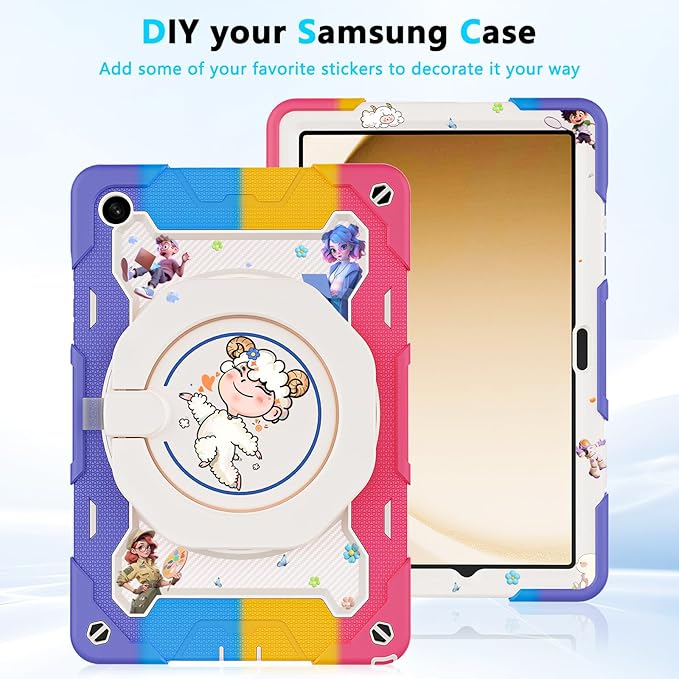 ROISKIN Case for Galaxy Tab A9 Plus 5G/ A9+ 11 Inch with HD Screen Protector & Shoulder Strap,Heavy Duty Military Case for Samsung Galaxy A9 Plus SM-X210/X216/X218 - Rotating Stand for Kids