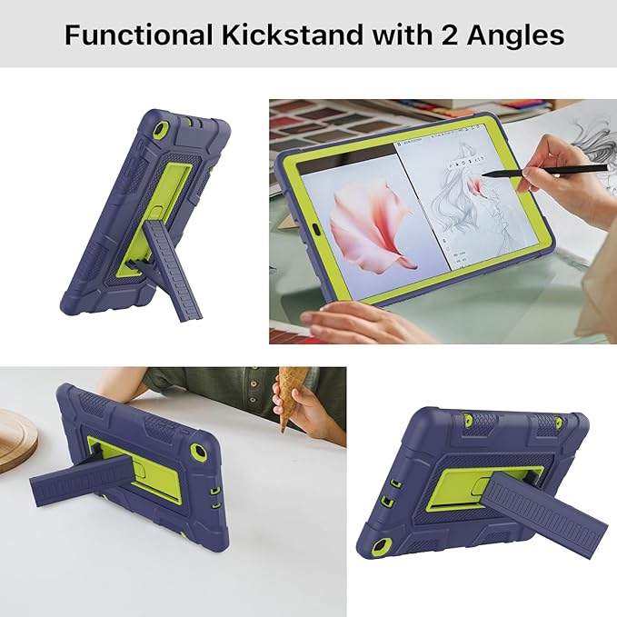 Case for Samsung Galaxy Tab A 10.1 2019, Hybrid Shockproof Rugged Drop Protection Cover with Kickstand for Samsung Galaxy Tab A 10.1 Inch SM-T510 / T515(Navy Blue+Green)