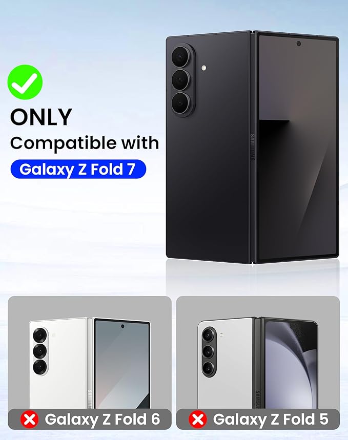 for Galaxy Z Fold 7 Case, Built-in Hidden Kickstand & HD Screen Protector & Hinge Protection, Slim Shockproof Military Grade Drop Protective Phone Case for Samsung Z Fold 7 (Black)