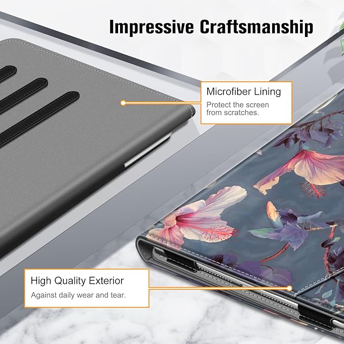 Fintie Case for iPad 9th / 8th / 7th Generation (2021/2020/2019) 10.2 Inch - [Corner Protection] Multi-Angle Viewing Stand Cover with Pocket & Pencil Holder, Auto Sleep Wake, Blooming Hibiscus