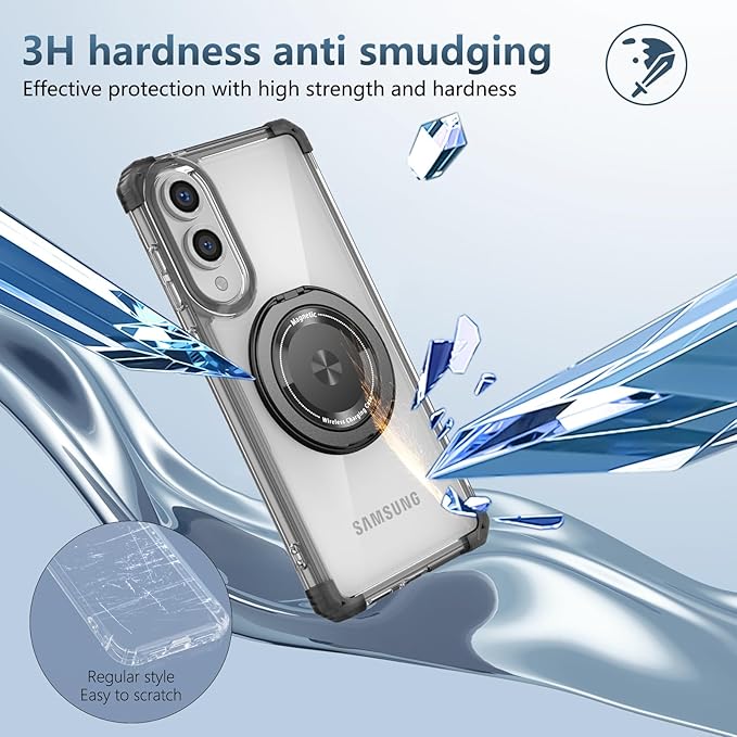 for Samsung Galaxy S25 Edge Case Compatible with MagSafe Magnetic,with Screen Protector,with Kickstand Ring Military Grade Drop Heavy Duty Protection Shockproof for S25 Edge Phone Case Black