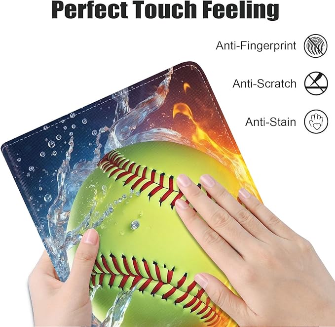 Case for Samsung Galaxy Tab A7 10.4 inch 2022/2020 (SM-T500/T503/T505/T507/T509), Premium PU Leather Stand Folio Cover with Auto Sleep/Wake, Burning Softball Fire and Water
