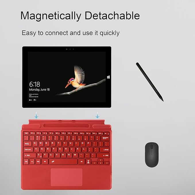 mobee Type Cover for Microsoft Surface Pro 13 inch, Compatible with Surface Pro 13"(11th Edition) / Pro 11 / Pro 10 / Pro 9 / Pro 8 / Pro X, Slim Keyboard with Trackpad Mouse, Backlit, & Pen Holder