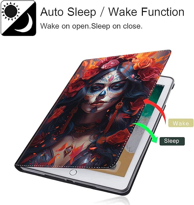 Case for Galaxy Tab A9 Plus ， Auto Sleep/Wake Multi-Angle Viewing Slim Folio Stand Cover for Samsung Galaxy Tab A9+/A9 Plus 11 Inch 2023 (SM-X210/X216/X218), Sugar Skull Girl