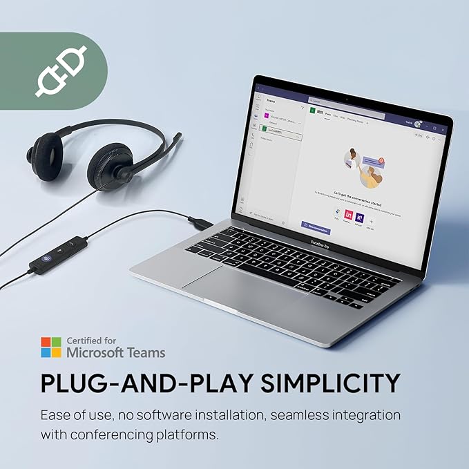 Yealink UH34 USB Headset with Mic, Single Ear Wired Headphones with Noise Cancelling Microphones, Professional Work Headphones VoIP Phone Computer Call Center Office,Ultra Light Mono