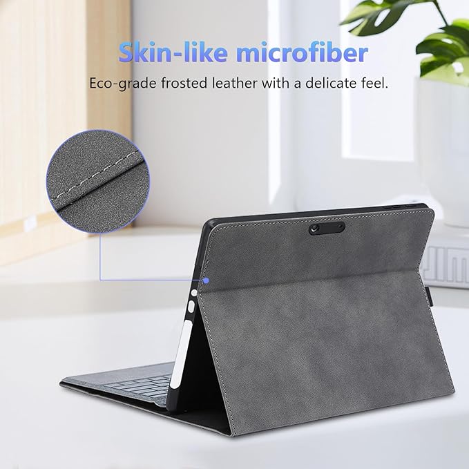 Protective Case for 10-inch Microsoft Surface Go 3/2/1, Multiple Angle Viewing, Slim Lightweight Cover, Stylus Holder, Light Heat Dissation, Compatible with Type Cover Keyboard, Grey