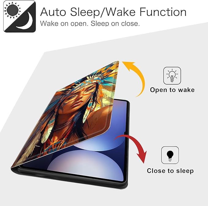 Case for Samsung Galaxy Tab S10 Ultra/Galaxy Tab S9/S8 Ultra 14.6-Inch, Slim PU Leather Stand Cover with Auto Wake/Sleep, Multi-Angle Viewing & Shockproof, Native American