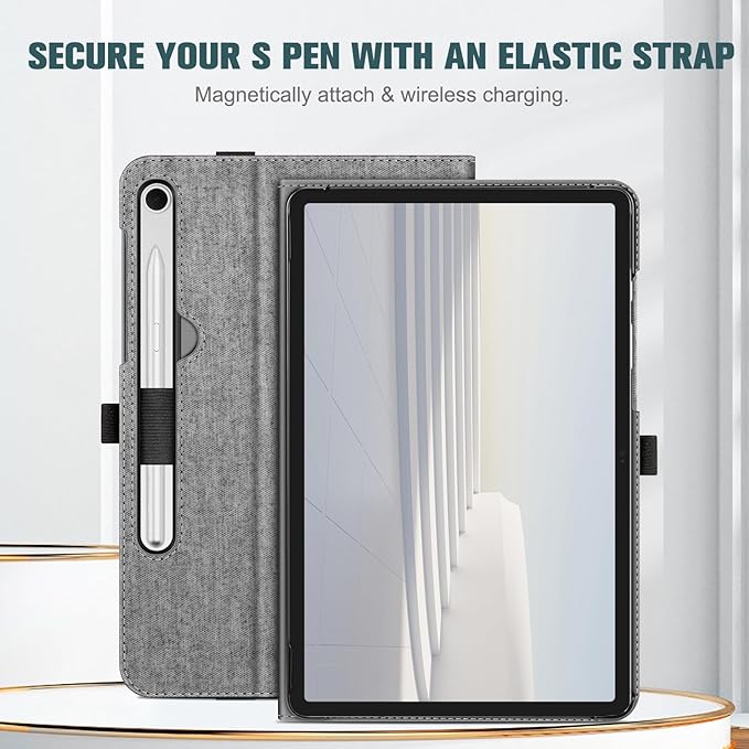Fintie Case for Samsung Galaxy Tab S10 Lite/ S10 FE/ S9 FE 5G 10.9 Inch/Tab S9 11 Inch with S Pen Holder, Multi-Angle Viewing Protective Cover with Pocket, Auto Sleep/Wake, Grey