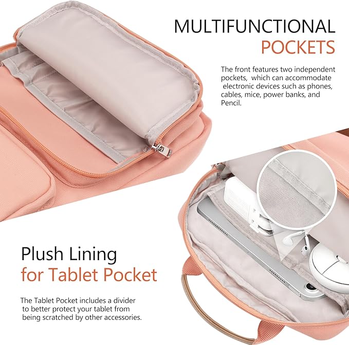 10-13 Inch Tablet Sleeve Bag, Ipad Bag for 13 In/11 in New iPad Pro M4 & 13 in Air M2 2024,iPad Pro 12.9 M2&M1,Ipad 10.9,Galaxy Tab S8+/S9+ 12.4,with Removable Shoulder Strap (Pink)