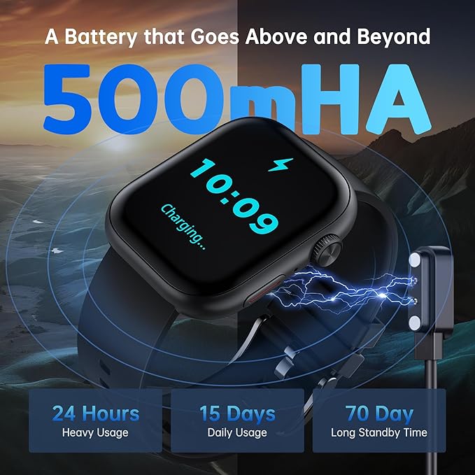 Smart Watch for Men Women, 2.01" HD Touchsreen, Bluetooth Calling, IP68 Water-Resistance, 180+ Sports Modes, Health, Fitness & Sleep Tracker, Timer, Fitness Watch for Android/iOS, Black