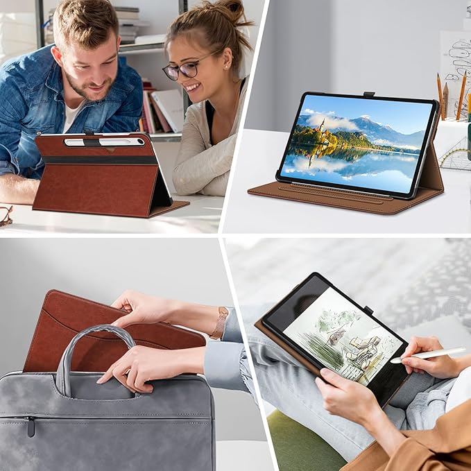 Fintie Case for Samsung Galaxy Tab S10 Lite/ S10 FE/ S9 FE 5G 10.9 Inch/Tab S9 11 Inch with S Pen Holder, Multi-Angle Viewing Protective Cover with Pocket, Auto Sleep/Wake, Brown