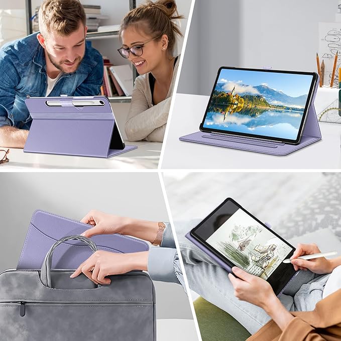 Fintie Case for Samsung Galaxy Tab S10 Lite/ S10 FE/ S9 FE 5G 10.9 Inch/Tab S9 11 Inch with S Pen Holder, Multi-Angle Viewing Protective Cover with Pocket, Auto Sleep/Wake, Lilac Purple