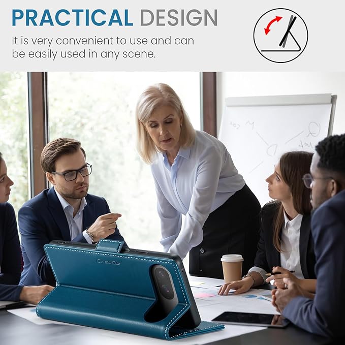 for Google Pixel 9/9 Pro Case, Premium PU Leather Wallet Case Flip Cover with [RFID Blocking][Card Holder][Stand Function] Shockproof Protective for Google 9/9 Pro, Blue