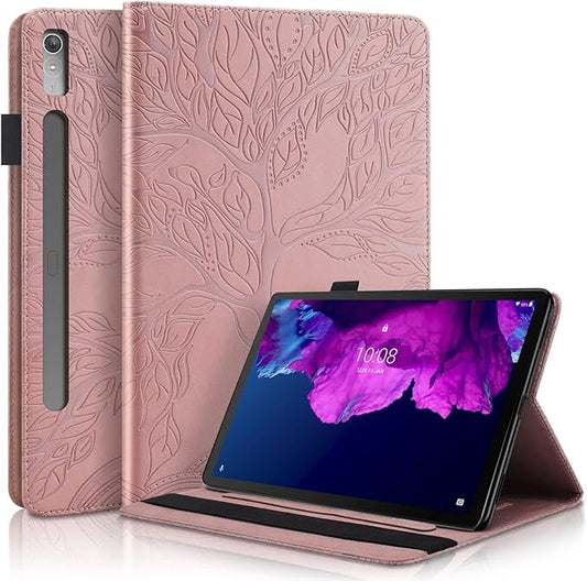 Case for Lenovo Tab P11 Pro 2nd Gen/Pad Pro 2022 11.2 inch (TB-138FC/TB-132FU) PU Leather Cover Flip Stand Shell with Card Holder for Lenovo Tab P11 Pro 11.2" Android Tablet-Rose Gold