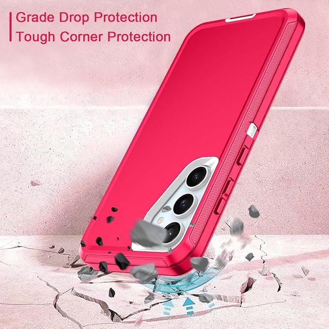 for Samsung Galaxy S24 FE 5G Case Heavy Duty Protective Shockproof Dropproof 3-Layer Full Body Protection [Without Screen Protector] Tough Rugged Case for Galaxy S24 FE,Pink/White
