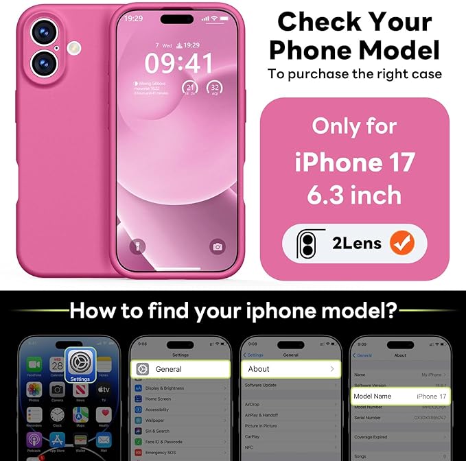 Vooii Magnetic Compatible with iPhone 17 Case (Compatible with Magsafe) (Upgraded Camera Protection) Liquid Silicone Shockproof Full Body Protective Phone Cover for Women Men, Pitaya, 6.3"