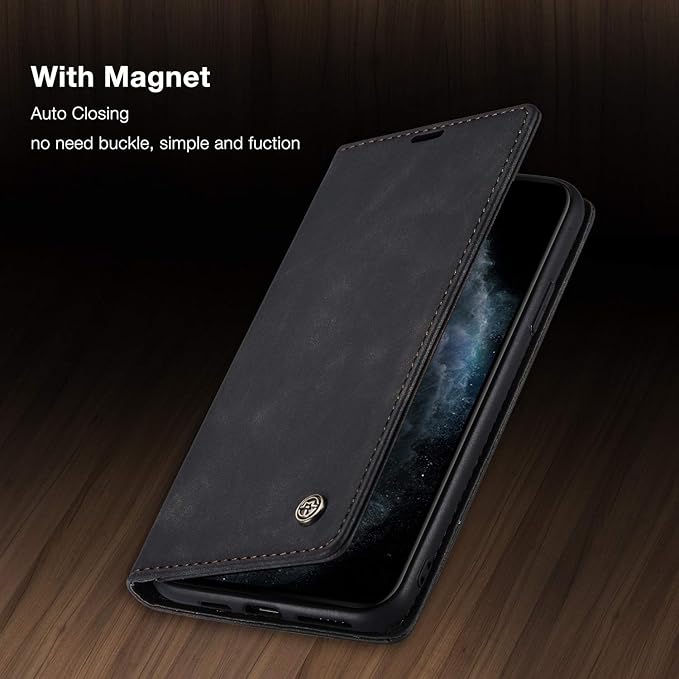 for iPhone 11 Pro Max Case, Flip Wallet Leather Case with Card Holder Magnetic Closure Shockproof Kickstand Protective Phone Cases Cover for iPhone 11 Pro Max, Black
